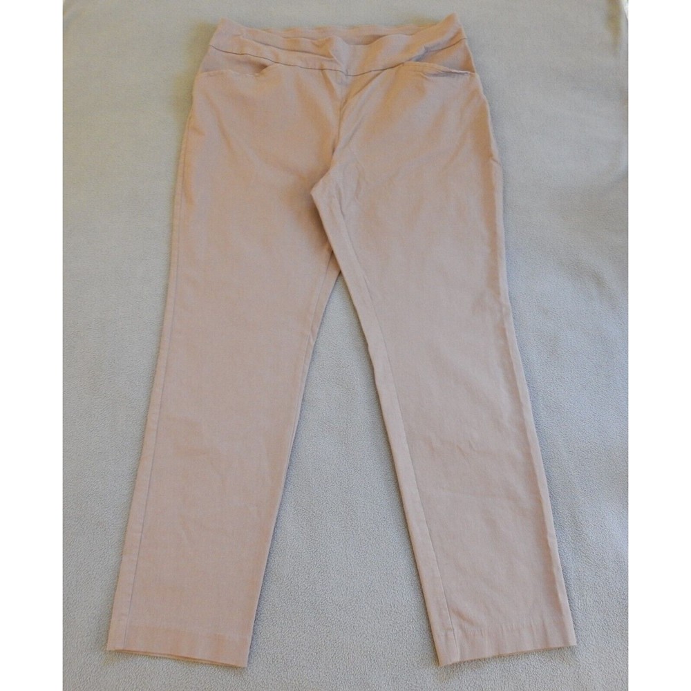 Chicos Womens Pants Perfect Stretch 2 Short W34 L27 Tan Pull On Elastic Waist